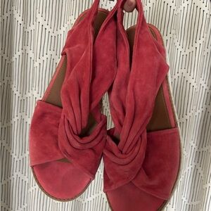 Women's Caslon Joelle Flatform Sandals- Suede Knot Slingback - Coral/Red